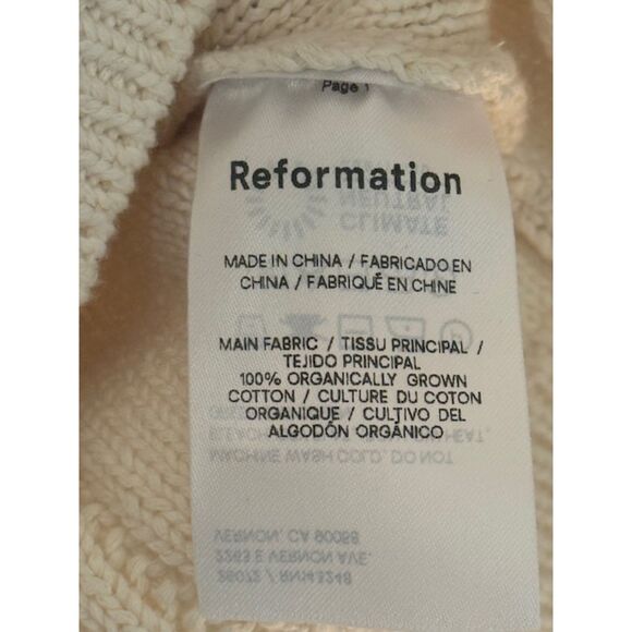 Reformation Genaro Cable Knit Sweater Tank Top Ivory Cream Sustainable Large - Picture 5 of 6